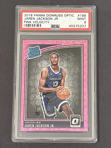 2018 Panini Donruss Optic Jaren Jackson Jr Rated Rookie Pink Velocity 7/79 PSA 9