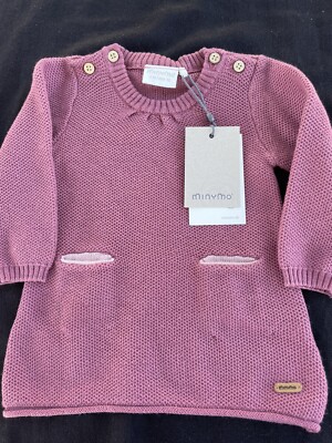 Minymo (Denmark) NWT Burgundy Organic Knit Textured Dress-Newborn | eBay
