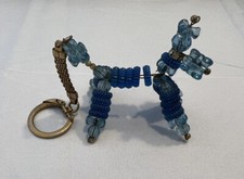 Cute Vintage Beaded Poodle Key Chain/Ring w/Rhinestone Collar