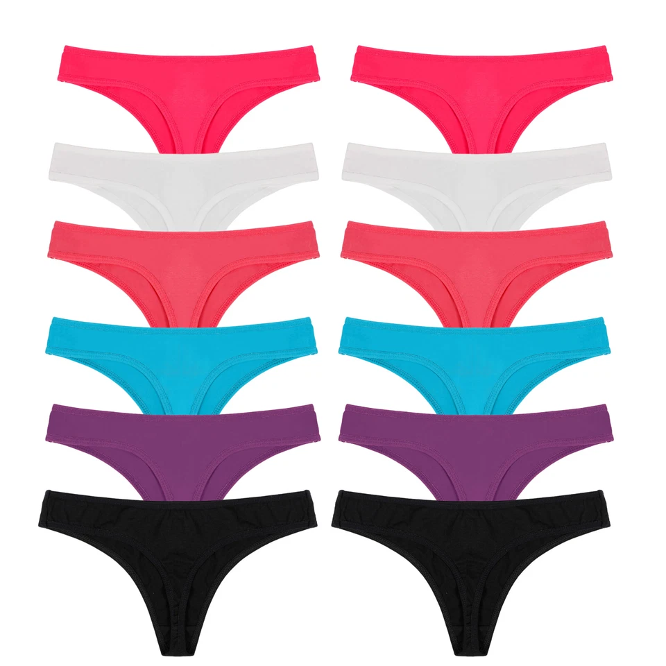 12er Pack Damen Slips Unterhosen Baumwolle Unterwäsche Tanga G-strings Fashion - Bild 2 von 4