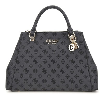 GUESS Evelune Girlfriend Satchel L Handtasche Tasche Charcoal Logo dunkelgrau