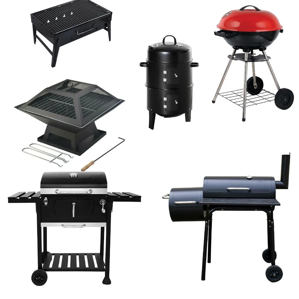 Smoker Barbecue Outdoor Holzkohle Tragbar Grill Camping BBQ Rollen Beistelltisch