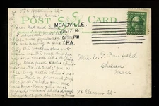 US Postal History #407 WF Post Card Conneaut Lake 1914 Meadville PA Chelesa MA