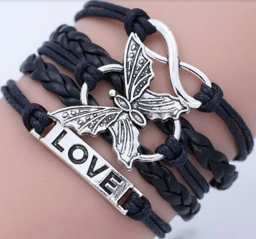 Leather Bracelet With Letter Love And Butterfly For Men And Women & 11 colours - Picture 6 of 23