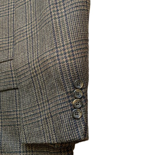 Oscar De La Renta Brown Blue Plaid Wool 2 Button Notched Lapel Blazer Mens 42L - Picture 5 of 11
