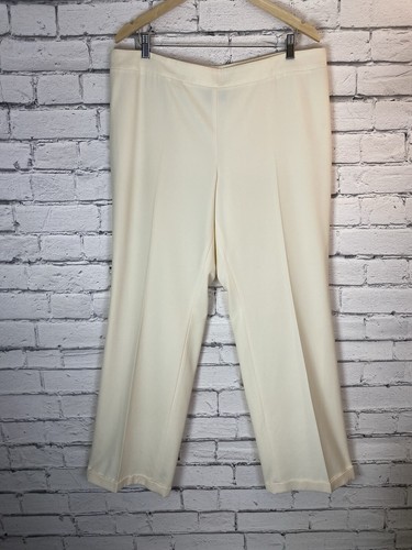 Akris, Pantaloni donna Akris vintage giallo pallido gamba larga vita alta taglia 16
