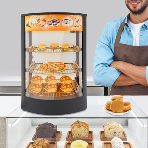 3-Tiers Tabletop Commercial Food Warmer Display Case Food Warming Cabinet 800W
