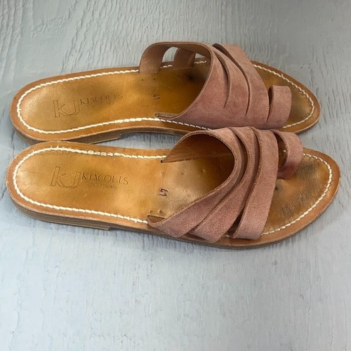 K JACQUES Chiron Suede Leather Sandals Size UK 41 / US 9/10 light Rustic Color - Picture 3 of 11