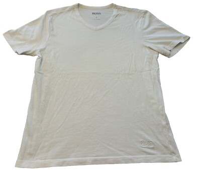 Hugo Boss Mens V-Neck White T-Shirt Small Short Sleeve Cotton