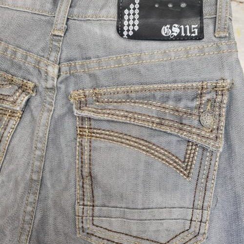 GS115 Gray Denim Boys Jeans Size 14 Stitched Pocket Zipper Fly Detail Boys - Picture 7 of 10