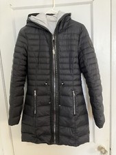 Women's Pajar Zinnia Black White Down Hooded Puffer Reversible Parka Jacket Sm