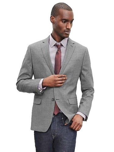 Banana Republic Guabello 40L 35x31 Slim Blue Gray Plaid Suit