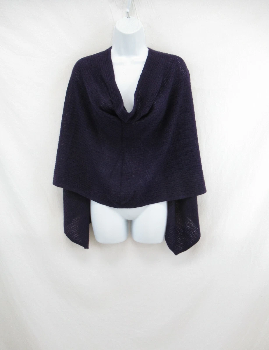 NWT Caroline Grace 100 Cashmere Shaker Stitch Poncho Sweater Size