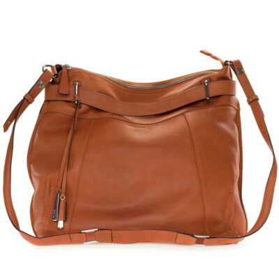 Cromia Italia Made Burnt Orange Leather Large Carryall Crossbody Shoulder Bag
