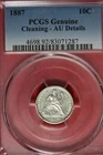 1887 PCGS GENUINE CLEANING AU DETAILS SEATED LIBERTY DIME #B49026