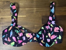 Vtg SWIM Shaper Bikini Top Sz 12 Underwire 70  s Pink Green Purple Union Made HTF