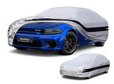 10 Layers Car Cover (2006-2024) Custom Fit for Dodge Charger Gray Black