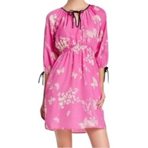 Yumi Kim Jeannette Dress Fuschia Butterfly Print Pockets Size Large