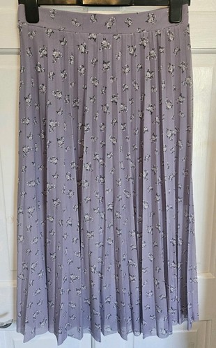 Hollister Size Medium Purple Pleated Floral Midi Skirt - Picture 2 of 4