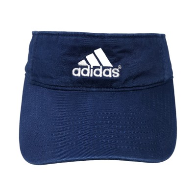 Adidas Strapback Visor Hat Blue One Size Embroidered 3 Stripes Logo