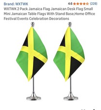 2 Pack Jamaica Flag Jamaican Desk Flag Small Mini Jamaican Table Flag