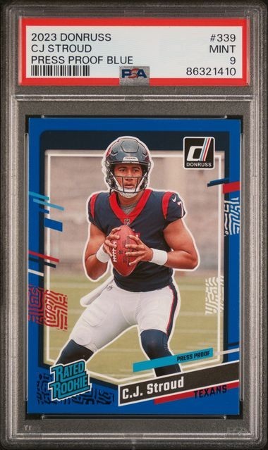 2023 PANINI DONRUSS PRESS PROOF BLUE #339 CJ STROUD ROOKIE RC PSA 9