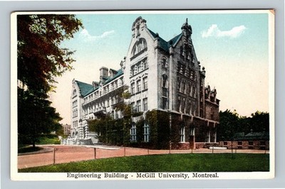 Montreal QC, Engineering, McGill University, Quebec Canada Vintage Postcard