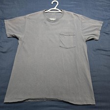 Fruit Of The Loom Shirt Mens Medium Gray 100 Cotton Pocket Short Sleeve Tee