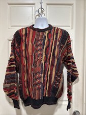J. Ferrar Vintage Coogi Vibe Knitted Sweater Lg 3D Abstract Pattern Multi Color