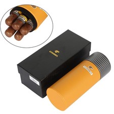 Estuche de cigarros amarillo tubo de viaje de cigarros cuero y madera de cedro estuche de transporte de cigarros caja