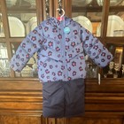 Carter's Baby Floral Puffer Snowsuit 12M Blue Pink Hooded Water Resistant — photo 1