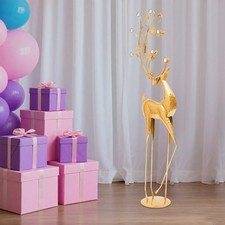 Gold Plastic Retro Deer Statue Christmas Decoration 39.4 in Decorative Ornament