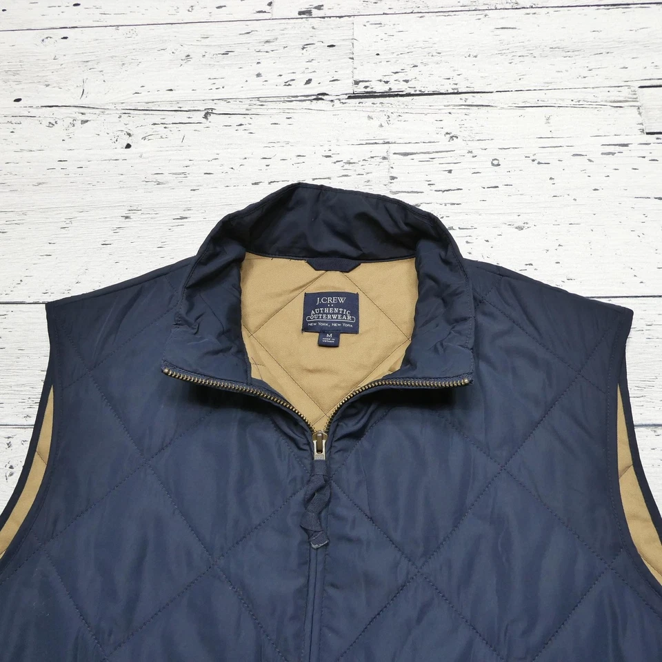 Chaleco J.Crew Para Hombres Medio Azul Marino Acolchado Aislado Cremallera Frontal Auténtica Prendas Exteriores Foto 2 de 4