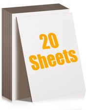 20 PCS Book Board Sheets 2mm Heavy Duty Chipboard Sturdy Cardboard White A4