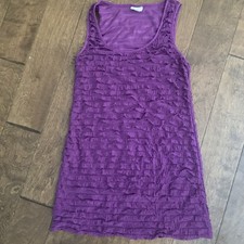 Free People Purple Lettuce Ruffle Tiered Sleeveless Mini Dress sz S Fairy