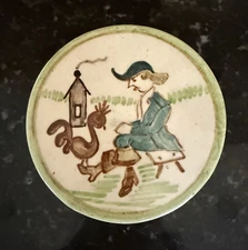 Vintage Pottery Hand Painted Trivet Made in England sign P9 6” Hadley Look As Is