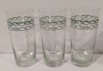 Nestea Set of 3 Glasses Tumblers Bar Ware Iced Tea Green 16 oz 6 3/8'' Leaf