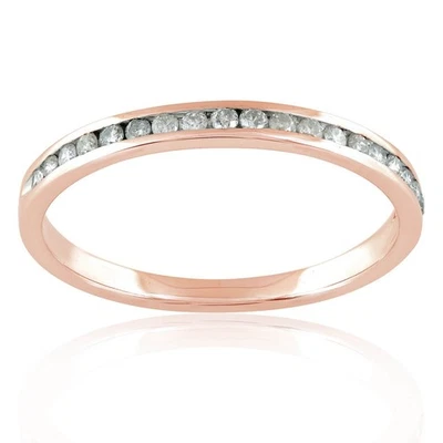 Ladies Channel Set Wedding Band Ring Natural Round Diamond Solid 10k Gold - Image 1 of 4