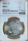 1890-S $1 Morgan 90% Silver Dollar NGC MS 61
