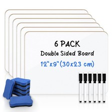 ANLIOTE 6 Pack Small Dry Erase Board 12''x 9'', Double-Sided Portable Lapboar...