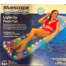 Bluescape LED Light-Up Floating Pool Mat, Clear/Multicolor, Rectangle, 5ft