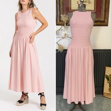 NWT Universal Thread Pink Smocked Knit Maxi A-Line Dress - Sz S     