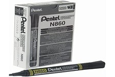 Pentel N860 Chisel Permanent Marker - Black Pack of 12 ,20 g Pack of 12 