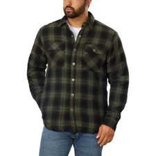 NWT! Grizzly Mountain Men’s Flannel Sherpa lined Shirt Jacket, Brown/Gray/Green