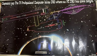 Texas Instruments Star Trek Enterprise Cad Poster Advertising Computer 1985