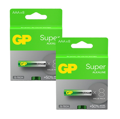 16 Gp Super Alkaline AAA Batteries G-Tech LR03 1.5V No Mercury 8Bl Pack Ex