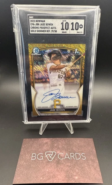 Jase Bowen 2023 Bowman Chrome Prospect Auto Gold Shimmer /50 - SGC 10 Auto 10