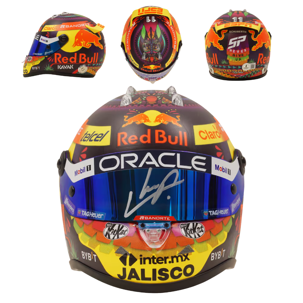 Sergio Perez Signed 2023 Mexico F1 RedBull Helmet 1:2 Scale with