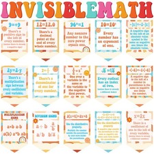 28Pcs Educational Math Poster Mathematics Symbol Classroom Decoration for Ele...