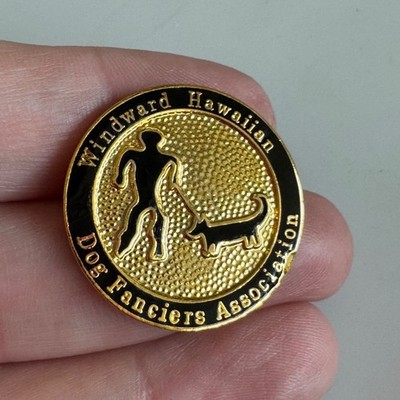 Vtg Windward Hawaiian Dog Fanciers Association Handler Dog Gold Black Enamel Pin
